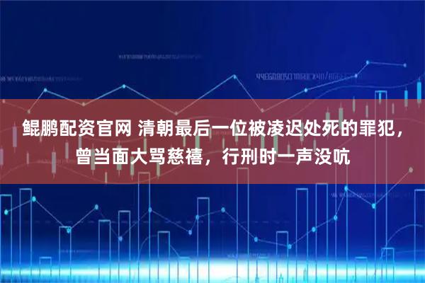 鲲鹏配资官网 清朝最后一位被凌迟处死的罪犯，曾当面大骂慈禧，行刑时一声没吭