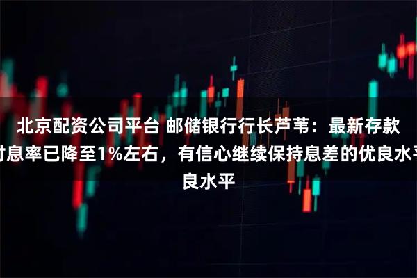 北京配资公司平台 邮储银行行长芦苇：最新存款付息率已降至1%左右，有信心继续保持息差的优良水平